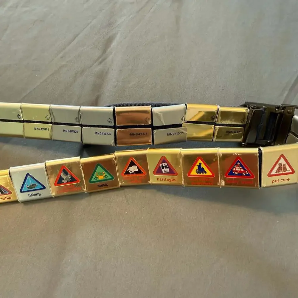 Vintage Boy Scouts of America Cub Scout Web Belt with Metal Belt Loop Badges